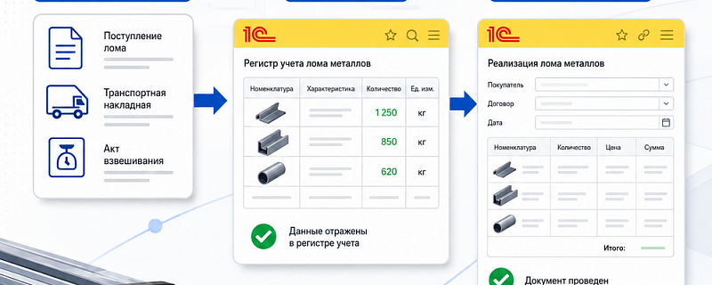 Учет лома металлов в 1С:Бухгалтерии