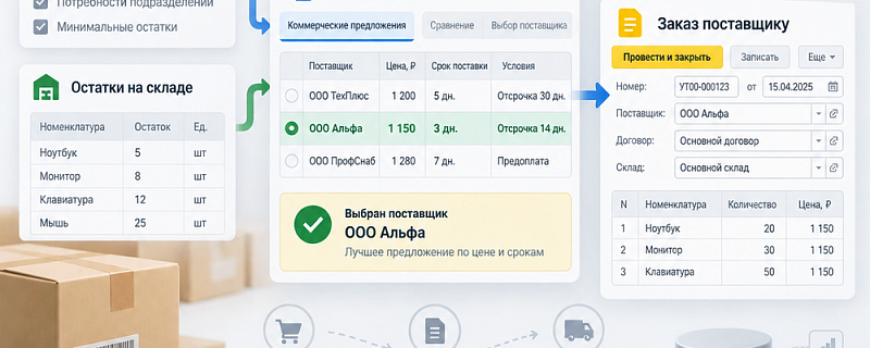 Как 1С:УТ автоматизирует закупки