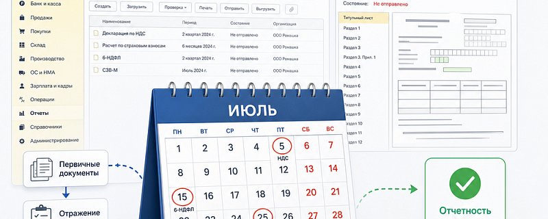 Что бухгалтеру сдать в июле 2026 года
